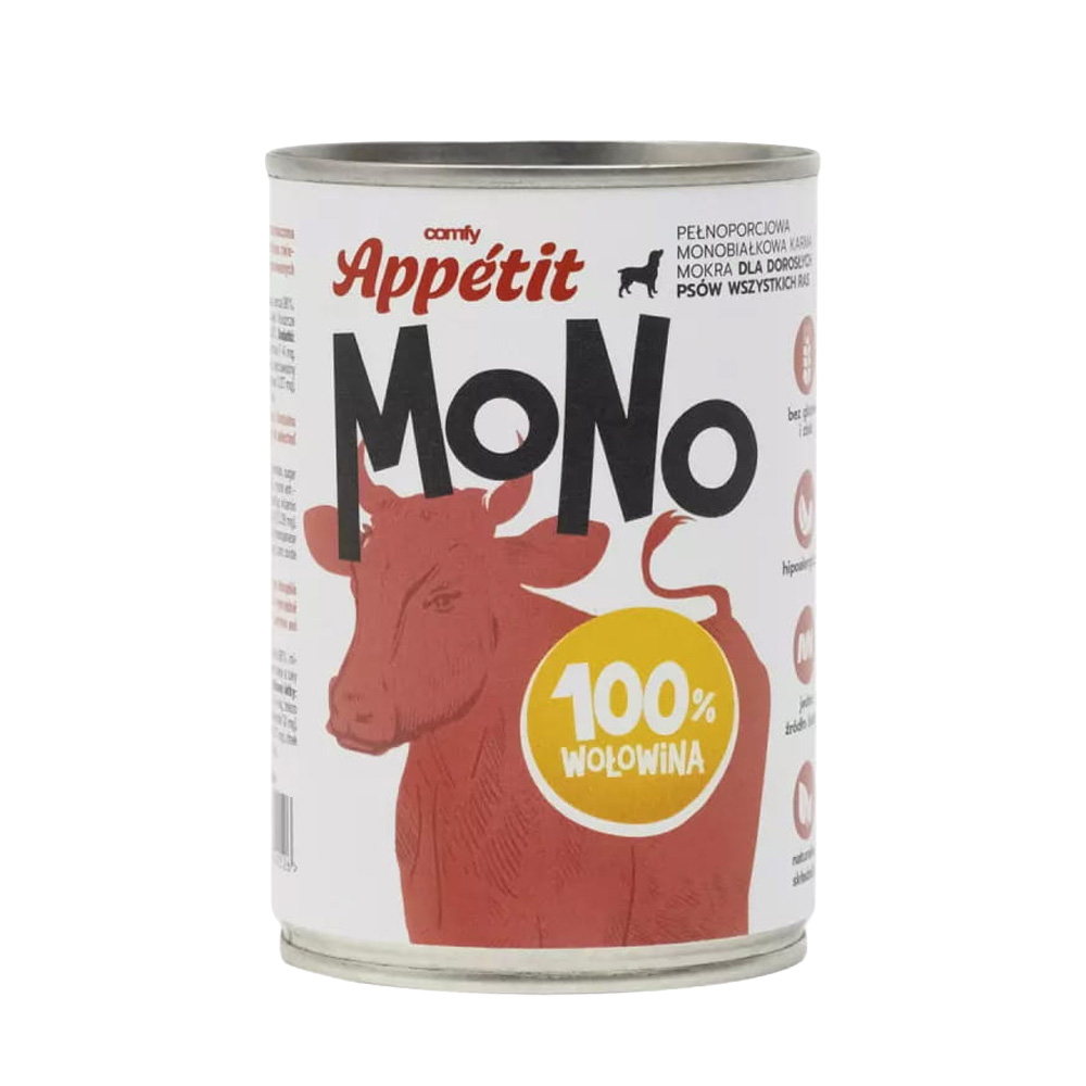 Comfy Appetit Mono Monoproteinowa Karma Mokra Dla Psa Puszka Zestaw 12 sztuk MIX 400g